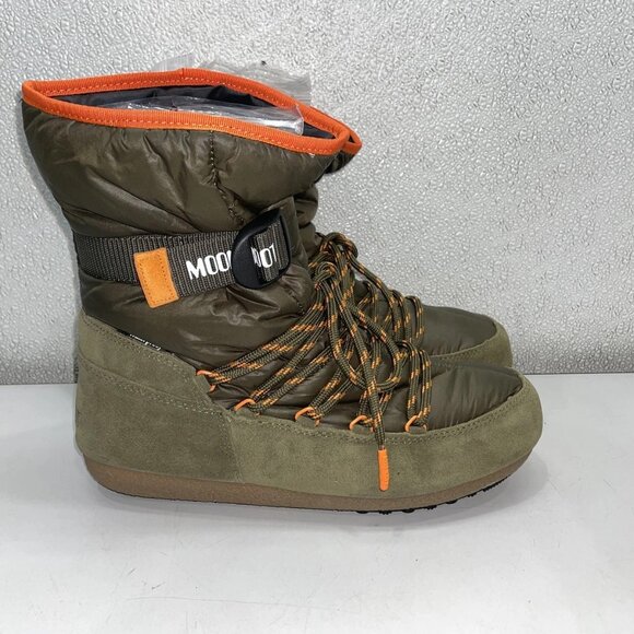 Moon Boot Suede & Nylon Lace-Up Ankle Boots – Men’s 7.5 / Women’s 8.5, Military - Picture 4 of 8